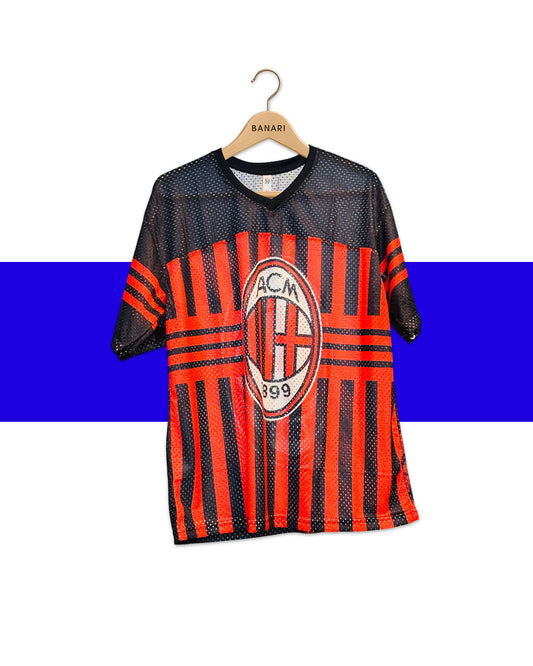 AC Milan Retro Mesh Jersey – Vintage Loose-Fit