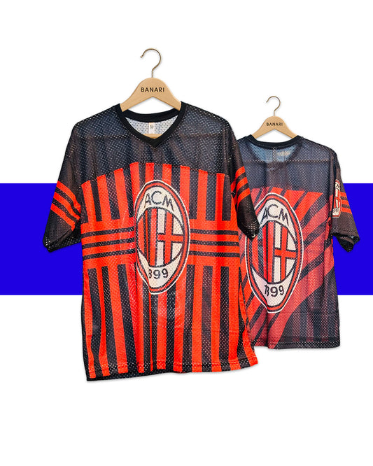 AC Milan Retro Mesh Jersey – Vintage Loose-Fit