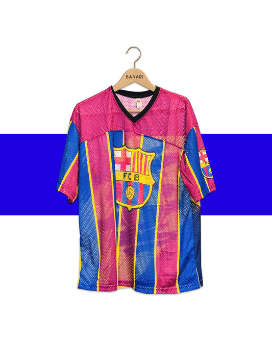 FC Barcelona Retro Mesh Jersey – Vintage Loose-Fit Edition