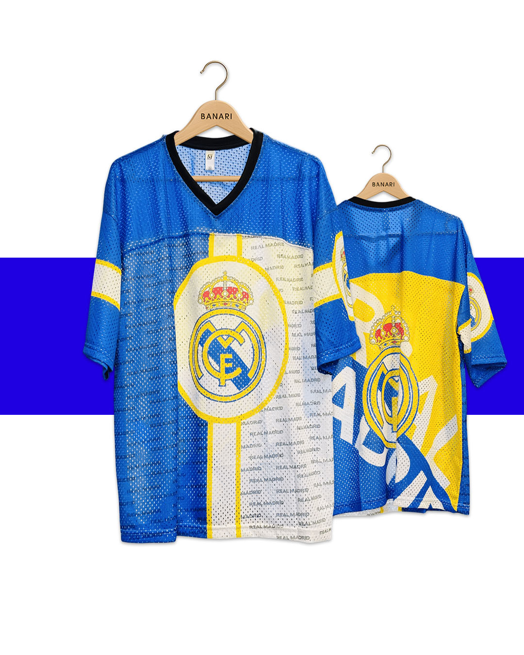 Real Madrid Retro Mesh Jersey – Classic Loose-Fit Edition
